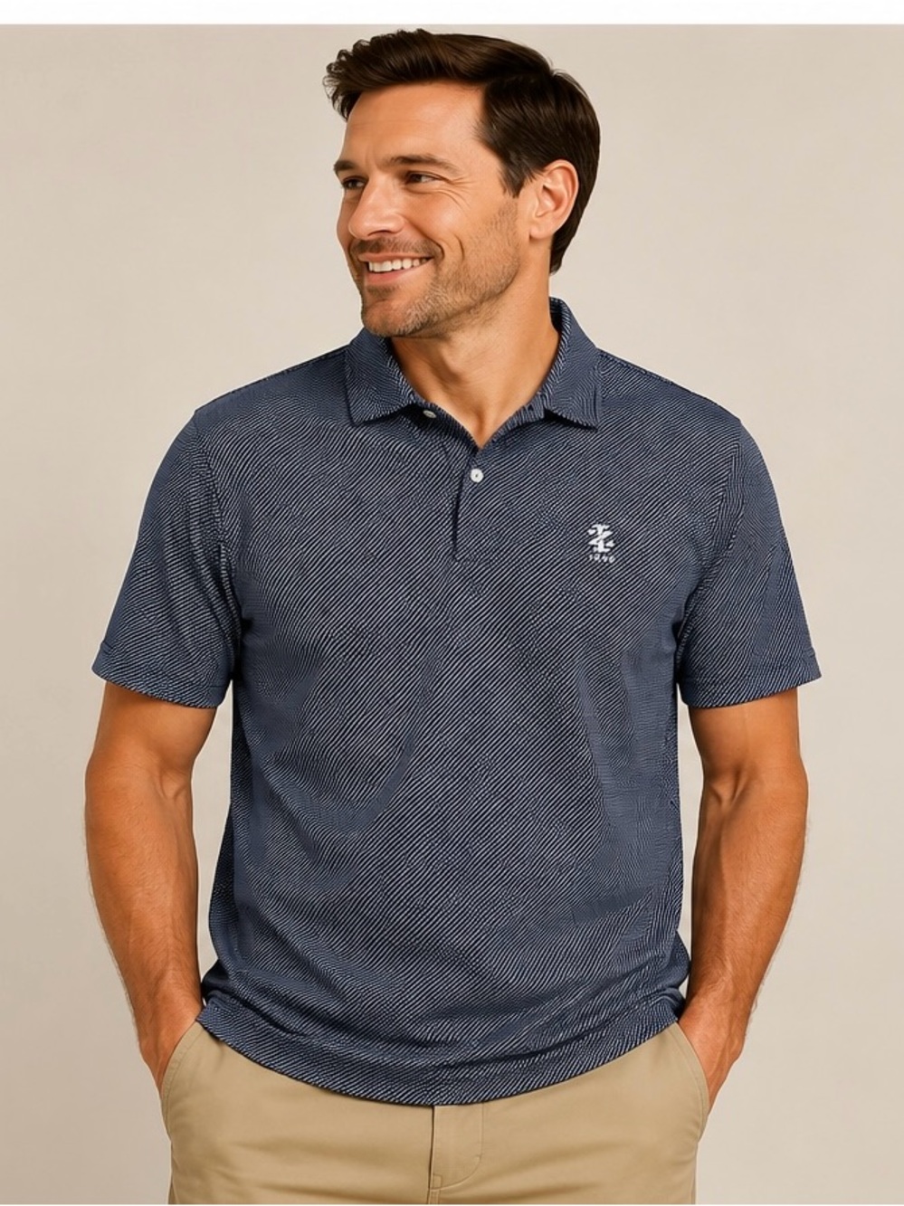 IZOD Golf Polo Shirt Men XXL Blue White Performance Short Sleeve Golf Polo